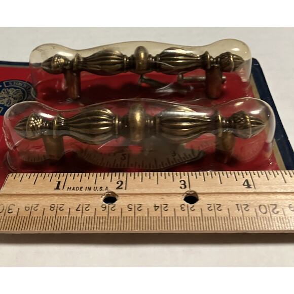 Vintage Kirsch Drawer Pulls Handles BF 134-2 Antique Brass 3” on Center NIP - Picture 6 of 7
